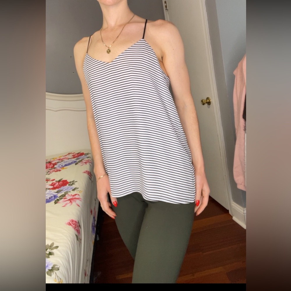 Black and white stripped tank